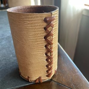 Handcrafted leather koozie